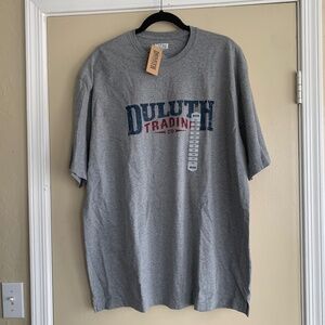 Duluth Trading Co Longtail T Mens Gray Logo Word Spellout T-shirt Sz.L New